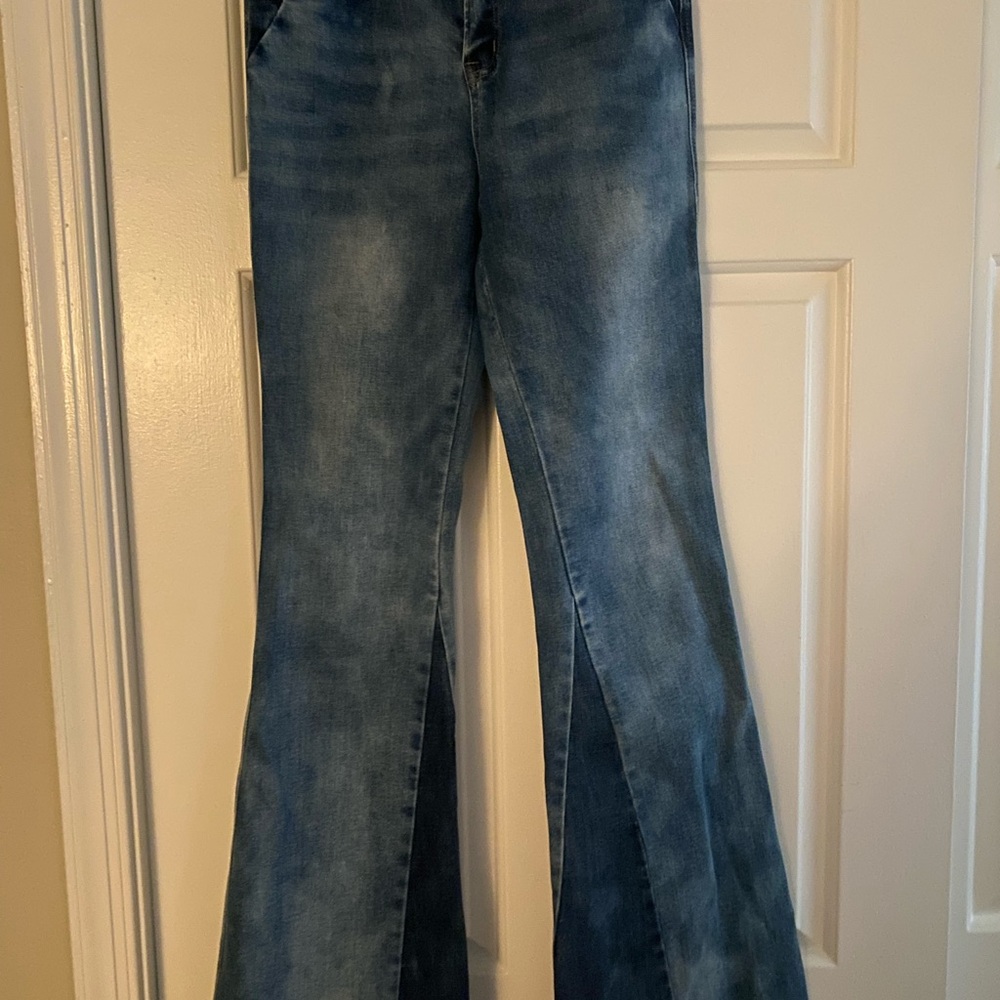 Altar'd State Blue Flare Wide Leg Jeans